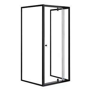 Flexi falsíkra szerelhető szögletes zuhanykabin 90x90 cm zuhanytálca nélkül fekete