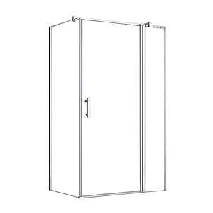 Simple 80x100 cm asymmetric shower cabin with hinged door without shower tray