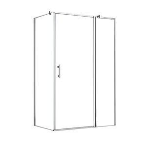 Simple 80x120 cm asymmetric shower cabin with hinged door without shower tray