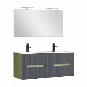 Trent Bathroom furniture 120 cm with ceramic washbasin and mirror 60x120 cm pistachio green-anthracite gray
