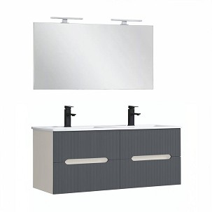 Trent Fürdőszobabútor 120 cm kerámia mosdóval tükörrel 60x120 cm fehér-antracit szürke