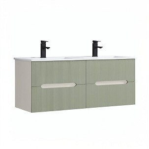 Trent 120 bathroom vanity unit with ceramic sink (4 drawers) white-olive green