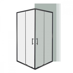 Spirit Clear 80x80 cm square shower enclosure, without shower tray, black