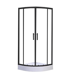 Spirit Clear 90x90x194 cm curved shower cabin with shower tray black