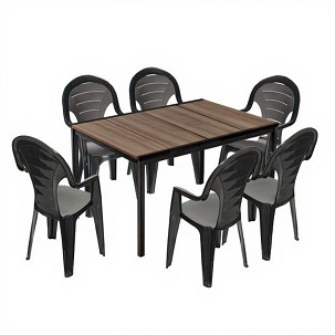 Lagos 6+1 garden furniture set walnut-graphite